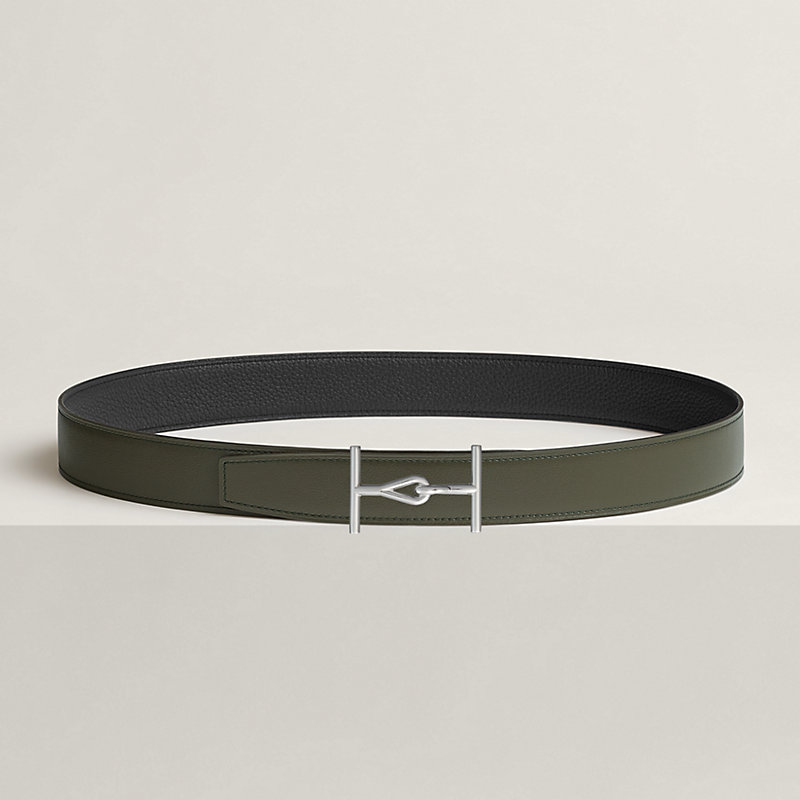 Jumbo belt buckle & Reversible leather strap 32 mm