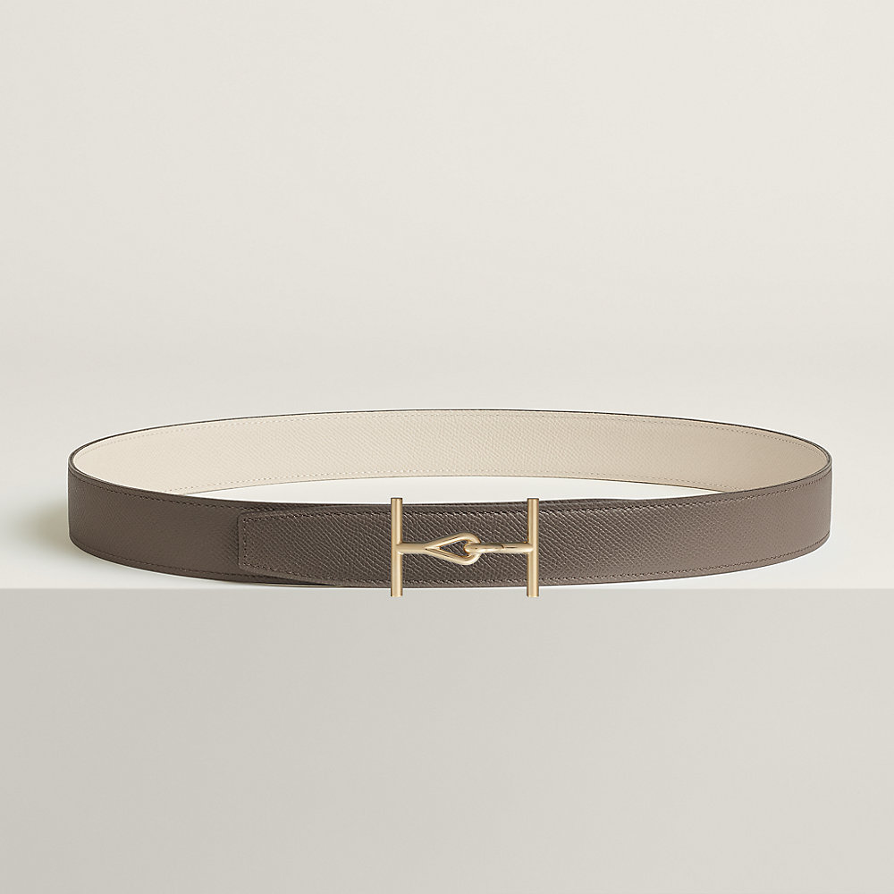 H JUMBO BELT 40MM GOLD BUCKLE DARK BLUE GREY LEATHER