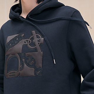 Kapuzensweatshirt mit Lederpatch 