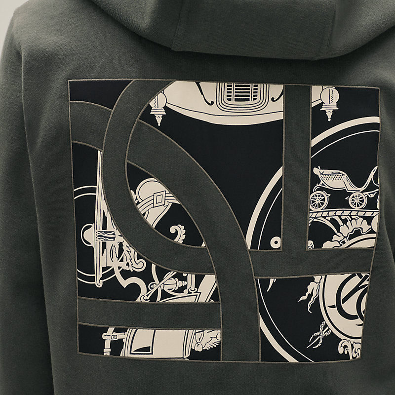Kapuzensweatshirt mit Seideneinsatz "Ex-Libris"