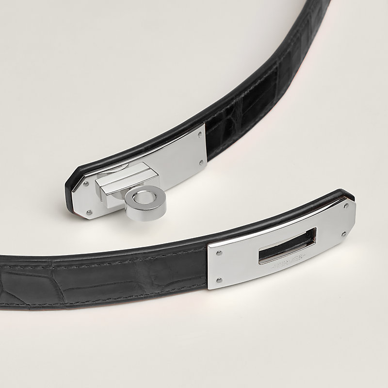 ゆ*☆様 HERMES ケリー18 レザー ベルト ブラック　シルバー Kelly 18 belt - Black | Hermès USA