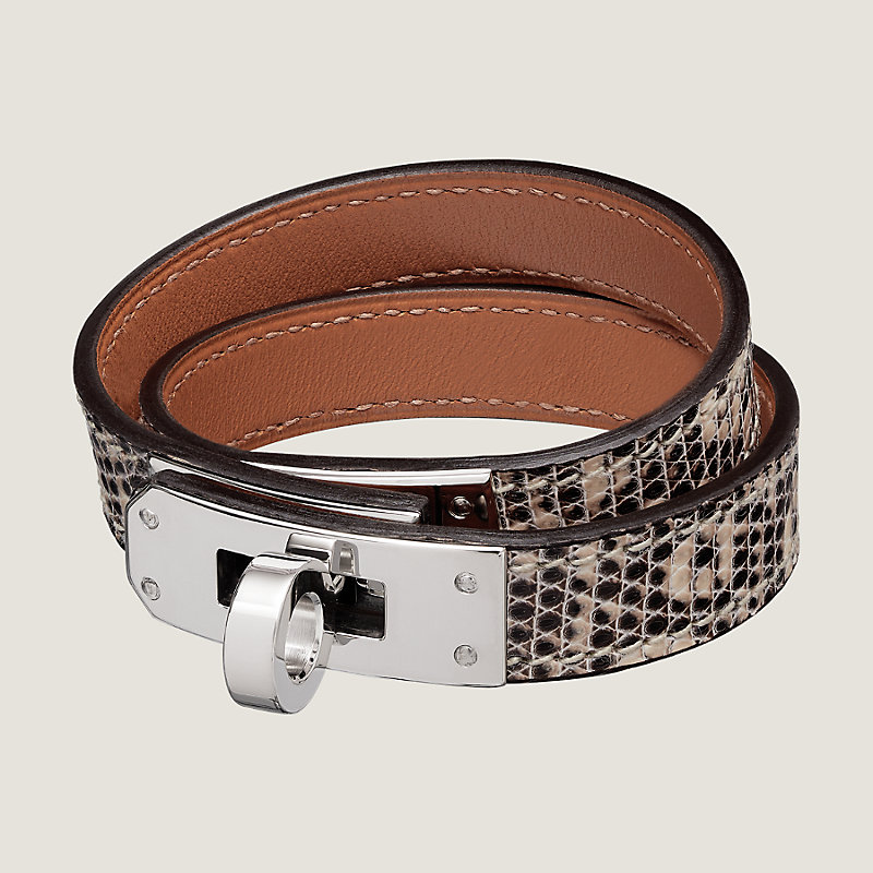 Hermes Beige Leather Gold Plated Kelly Double Tour Bracelet Hermes