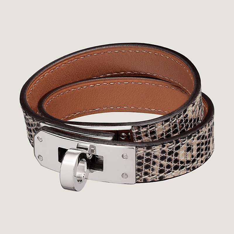 Hermes Kelly Double Tour Bracelet Ombre Lizard Rose Gold Hardware