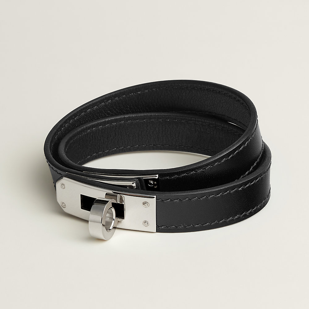 Hermès Kelly Double Tour Bracelet in Black Leather – Fancy Lux