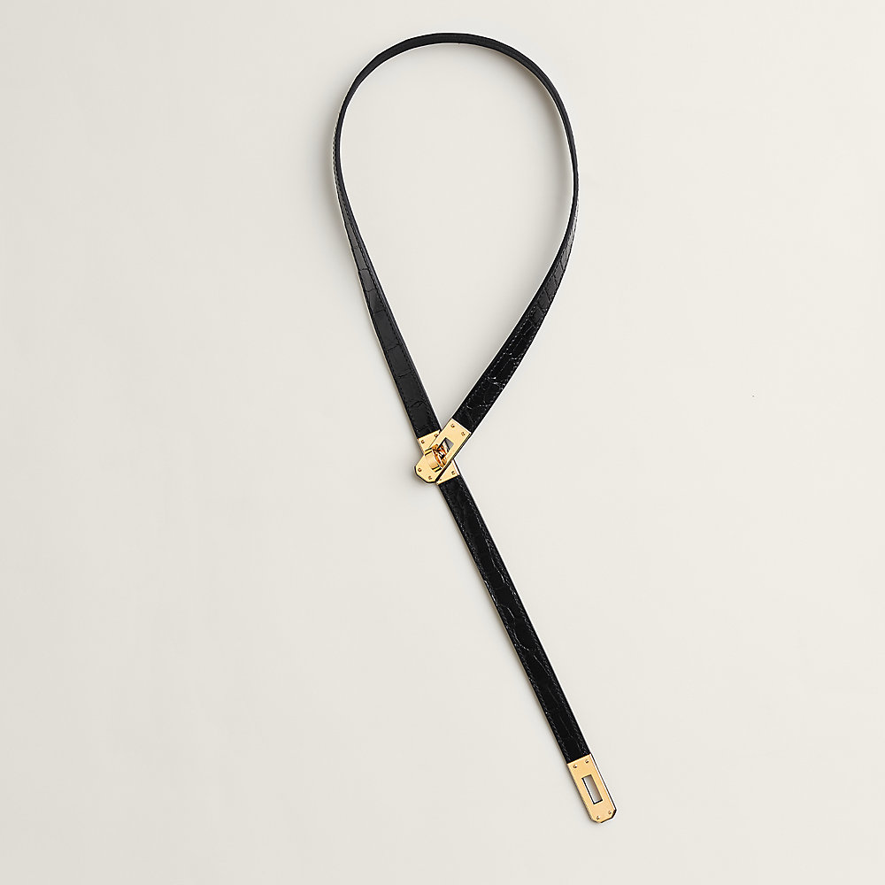 HERMES Leather Choker Necklace エルメス Auth Vintage HERMES Hercule Choker Necklace Brown Leather