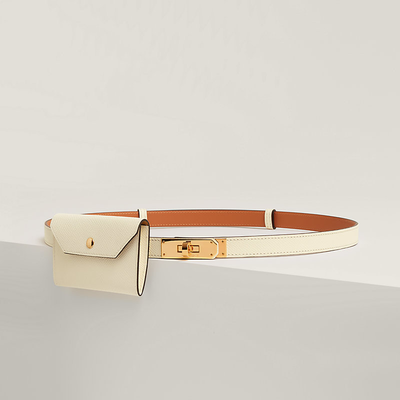 Kelly pocket leather belt Hermès White size 85 cm in Leather - 32144641