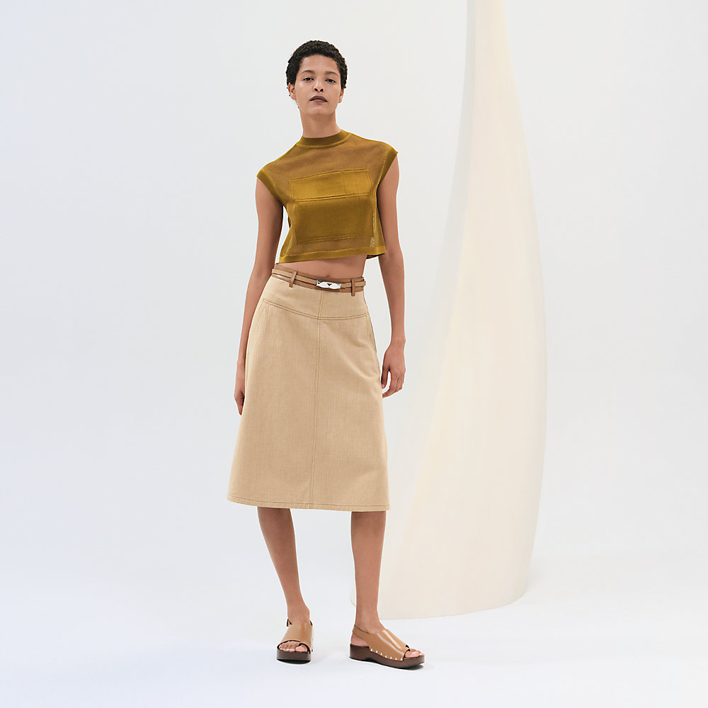 気品漂うスタイル HERMES Jupe Kelly details cuir スカート Kelly skirt with leather detail | Hermès USA