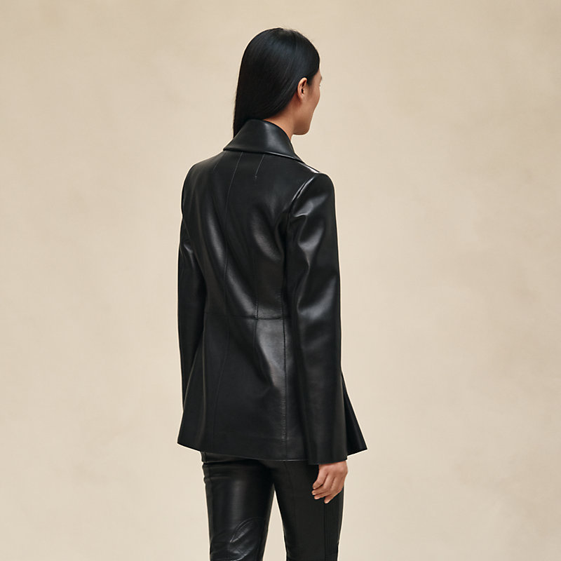 Knotted leather suit jacket
