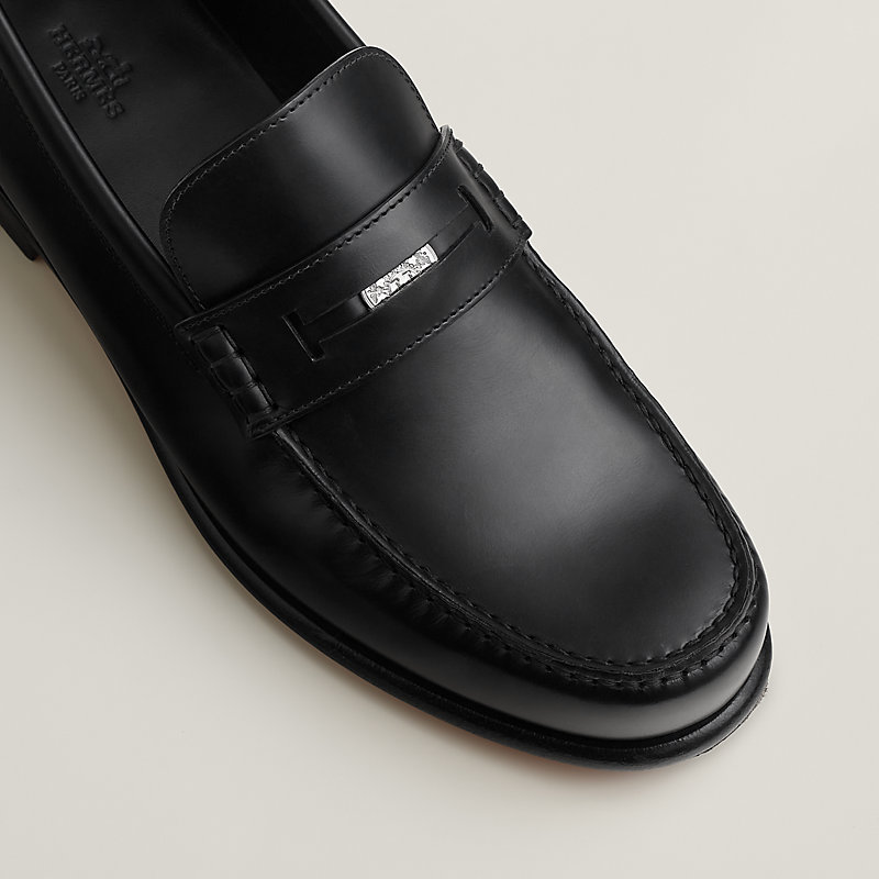HERMES 新作 モカシン 上品 ローファー 本革レザー 黒 Kristian エルメス モカシン ローファー ”ホット” 黒 ブラック #36 【新品