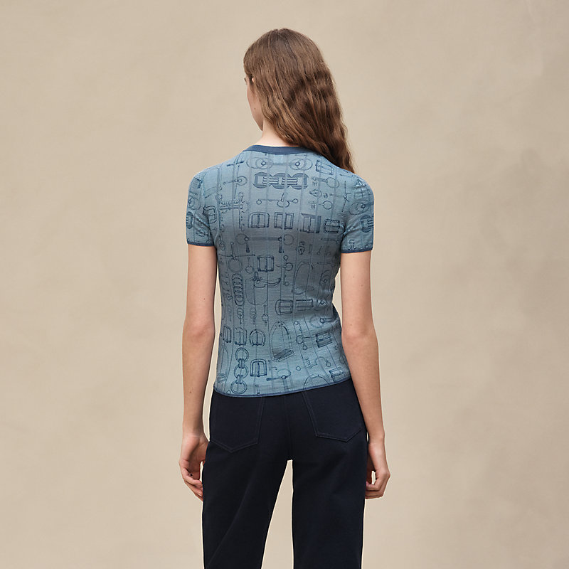 Kurzärmeliger Pullover mit "Cahier du Colporteur"-Print