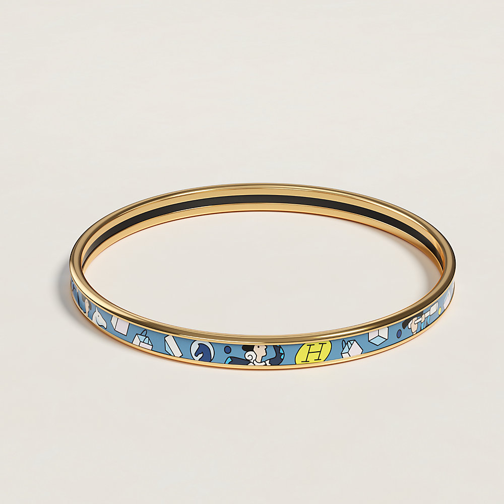 Hermes enamel bangle bracelet gold-black | Vintage-United