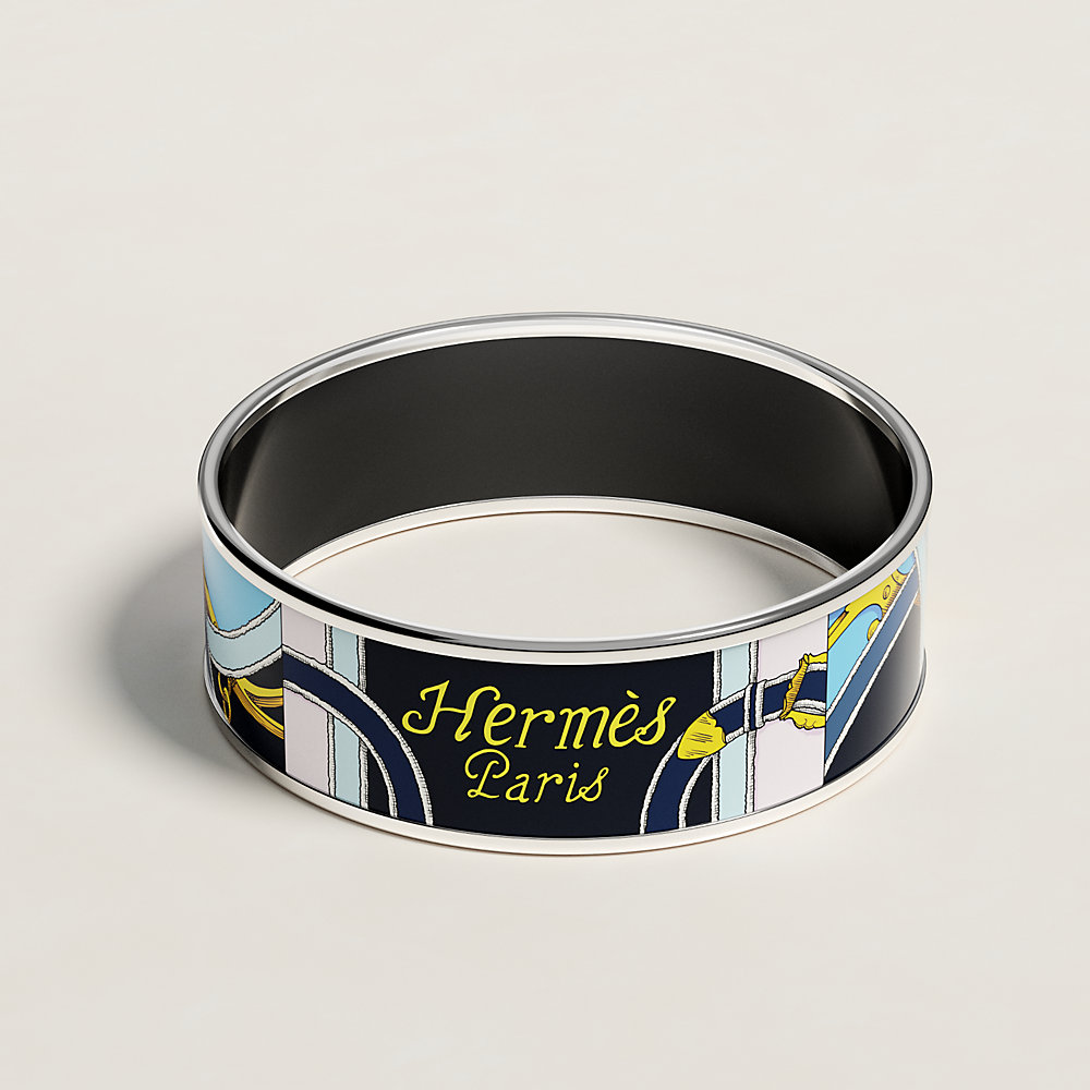 Hermes, Jewelry, Auth Hermes Logo Kelly Bracelet Bangle Blue Silver  Leather France Accessory