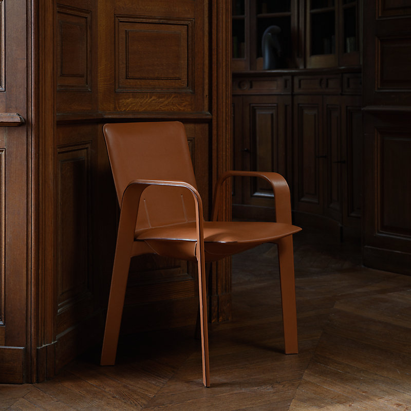 La Chaise Sellier dining chair with armrests | Hermès USA