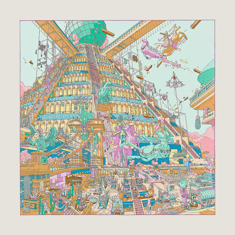 エルメス LA LEGENDE DU CHEVAL A PLUMESカレスカーフ Hermès Silk - Main Image