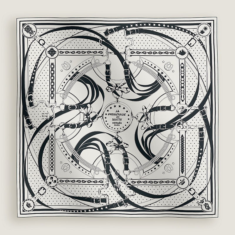 La Promenade du Matin Bandana double face scarf 140 - White  