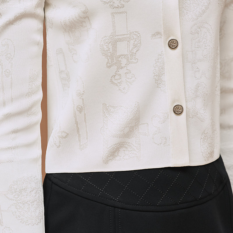 Langärmeliger Cardigan mit "Ferronnerie"-Motiv