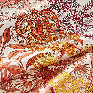 aventures des toiles Silk Scarf Garden Patio Print 70x17in Approximate Picasso pink and purple large silk scarf main image 4
