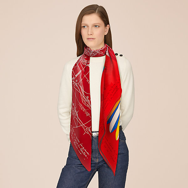 hermes scarf red