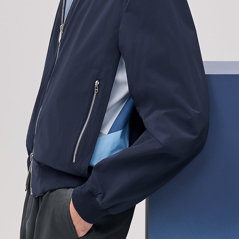 HERMES 撥水 ナイロン リブ トリム ジャケット Hermès Mors et Gourmettes Reversible Rib Trim Jacket