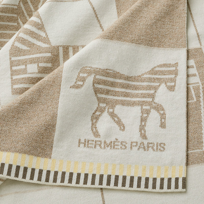 未使用品】HERMES ブランケット Les Cabanes｜寝具