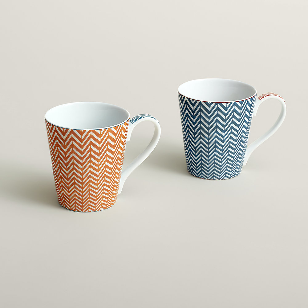 Les Cabanes set of 2 herringbone mugs | Hermès Canada