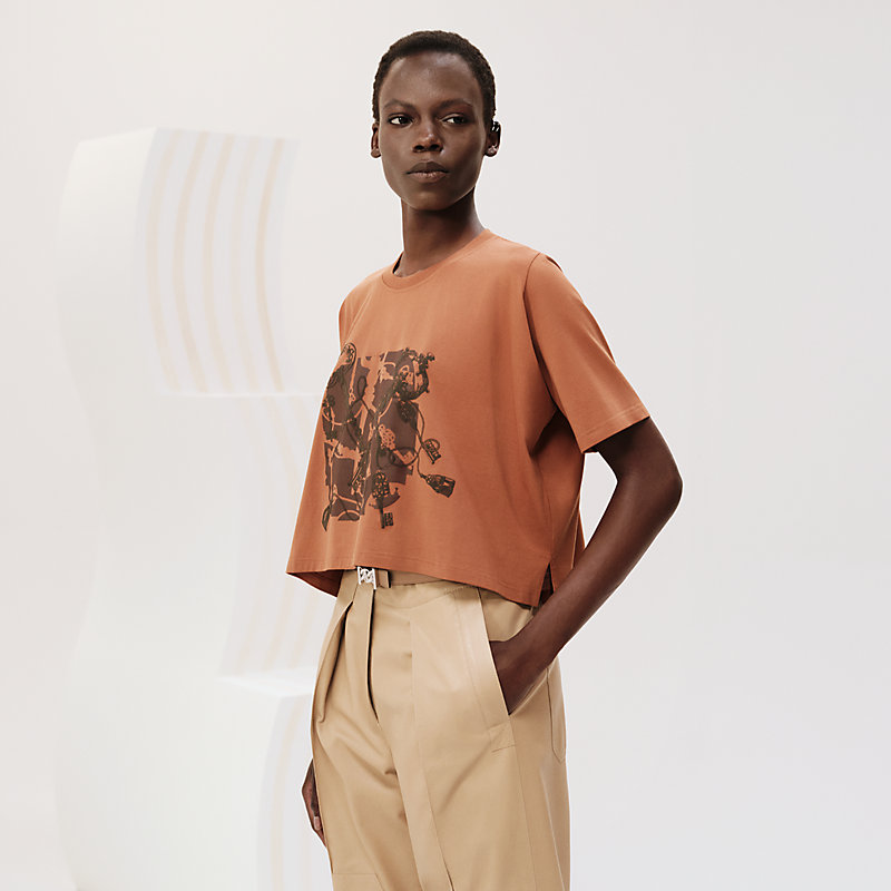 Les Clefs入り♪【HERMES】T-shirt cartouche Tシャツ les-clefs-cropped-t-shirt--