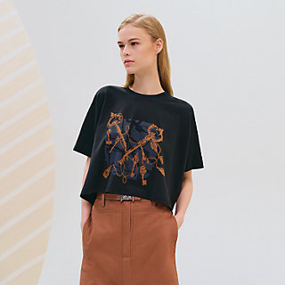 シンプルお洒落♪【HERMES】トップス Tシャツ Les Clefs les-clefs短版t恤--5E4624DA5H-