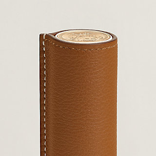 HERMES Grained Madame Calfskin Lipstick Case with Mirror Gold