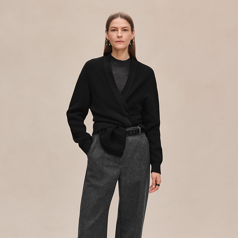 Long cardigan - Black | Hermès Saudi Arabia