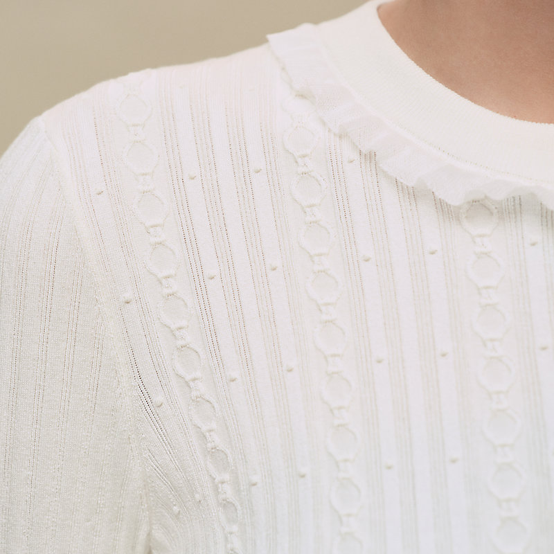 Long-sleeve cardigan with ruffled details