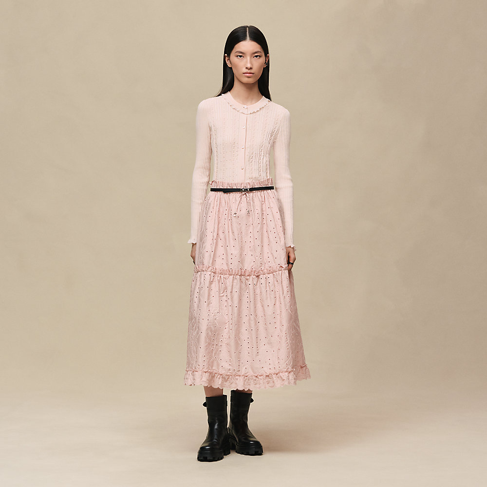 Long-sleeve cardigan with ruffled details | Hermès USA