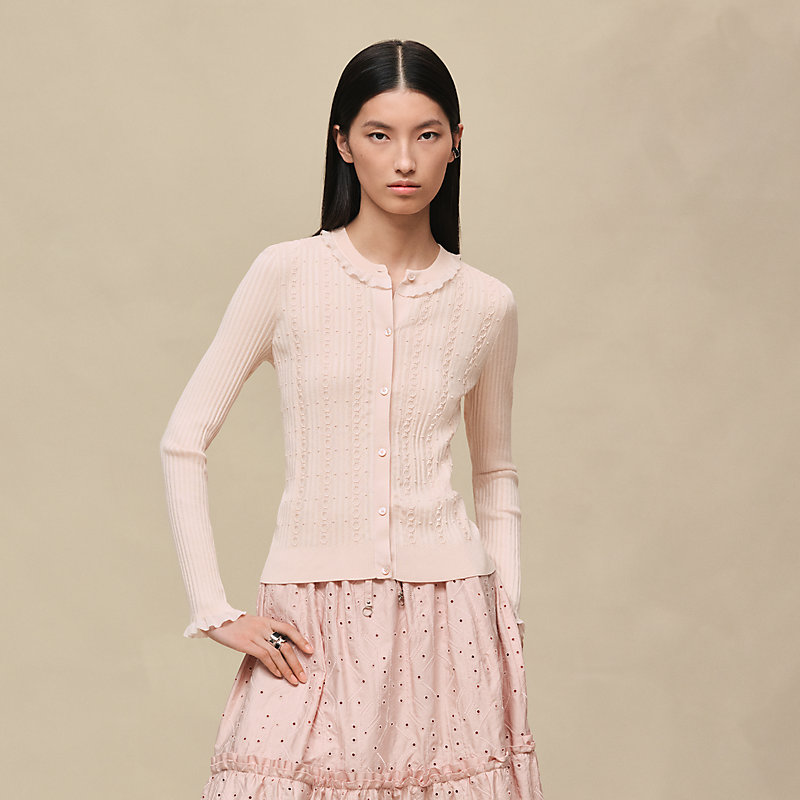 Long-sleeve cardigan with ruffled details | Hermès USA
