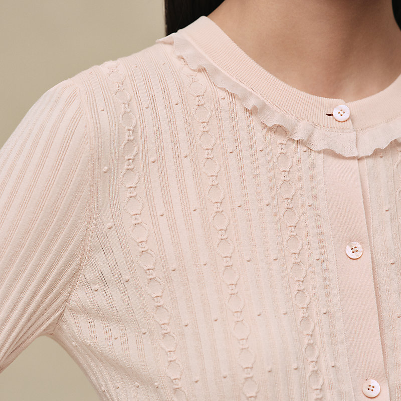 Long-sleeve cardigan with ruffled details | Hermès USA