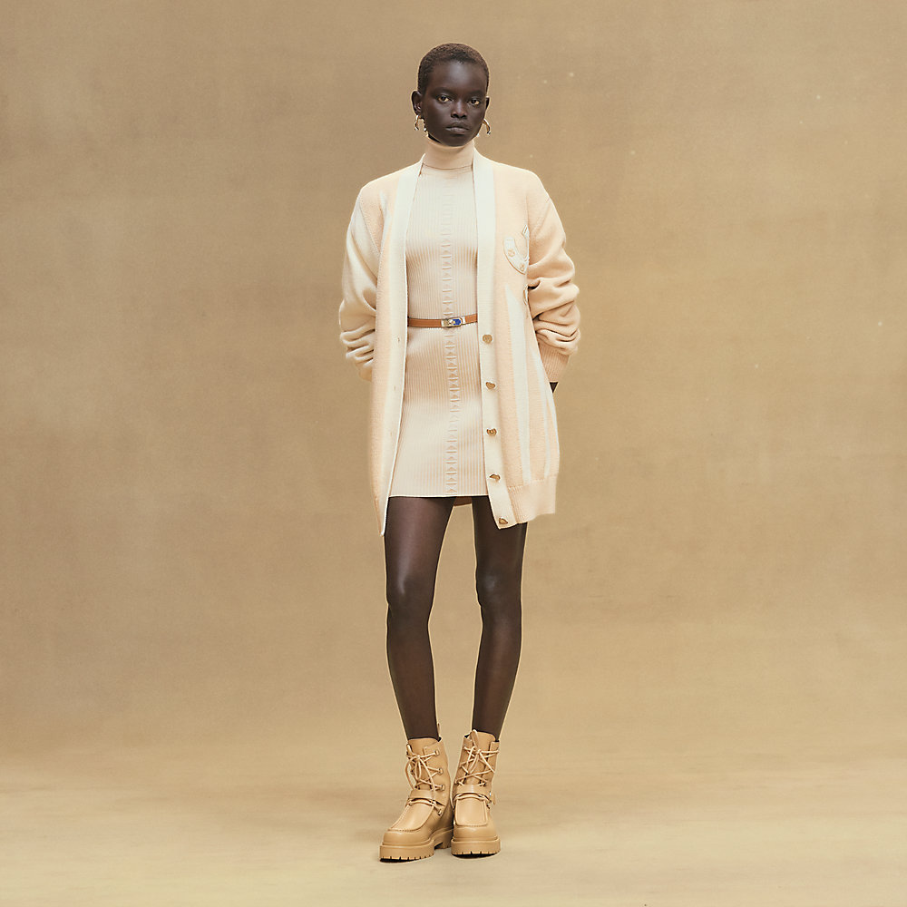 Long-sleeve long cardigan - White | Hermès UK