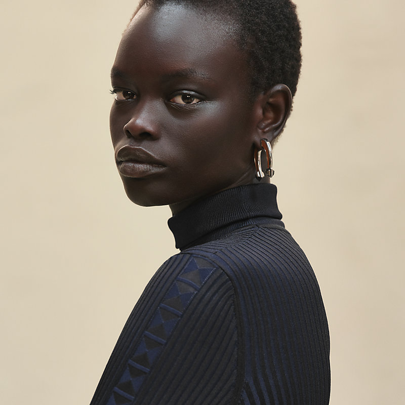 Long-sleeve short dress - Black | Hermès USA