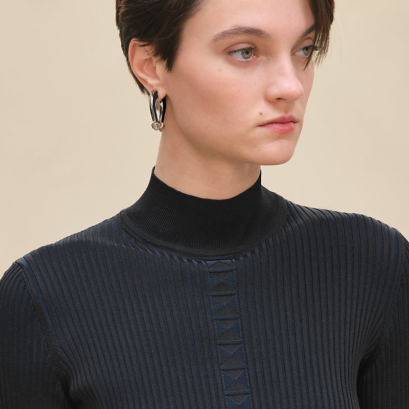 Cashmere long-sleeve sweater - Black | Hermès Canada