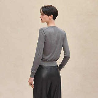 Cashmere long-sleeve sweater - Grey | Hermès USA