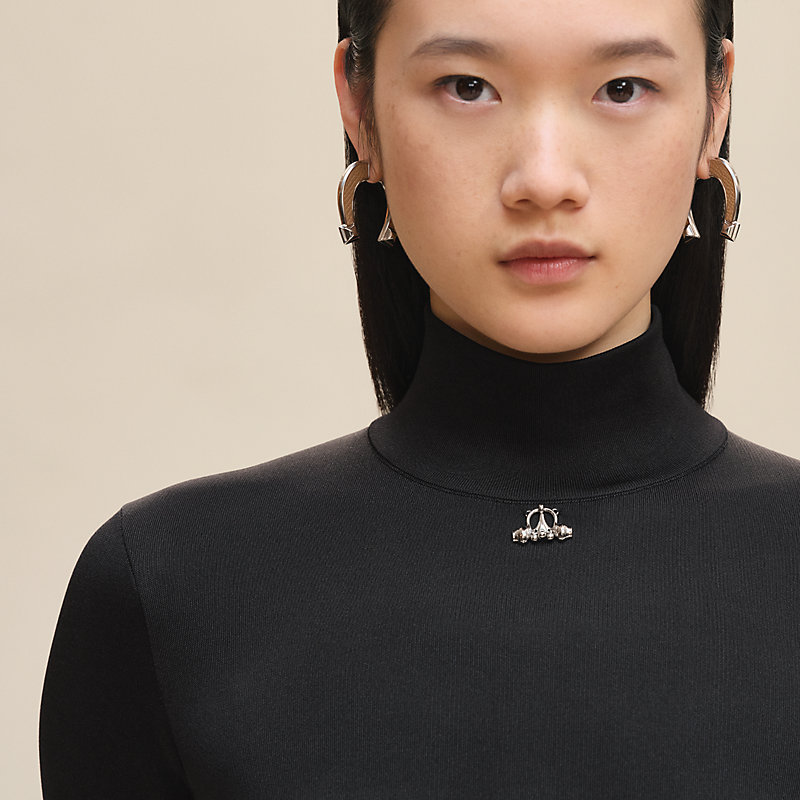 Cashmere long-sleeve sweater - Black | Hermès Canada