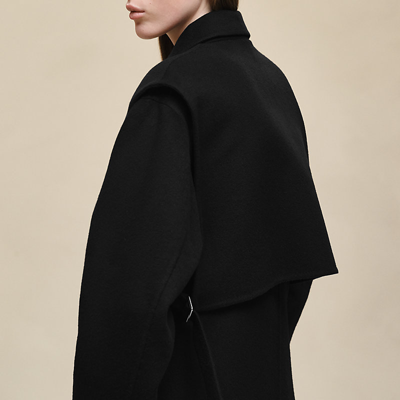 Long storm flap coat