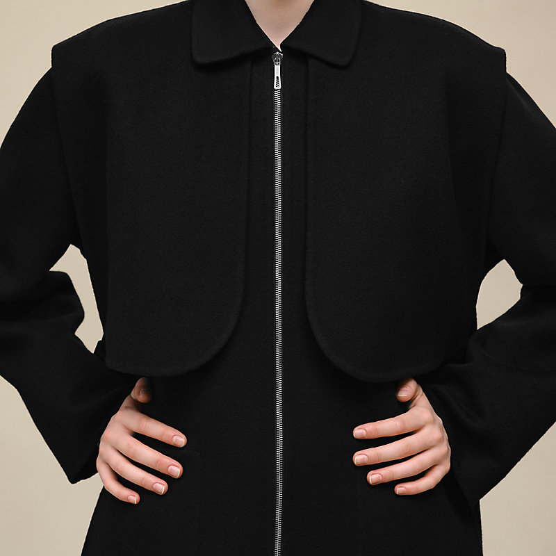 Long storm flap coat