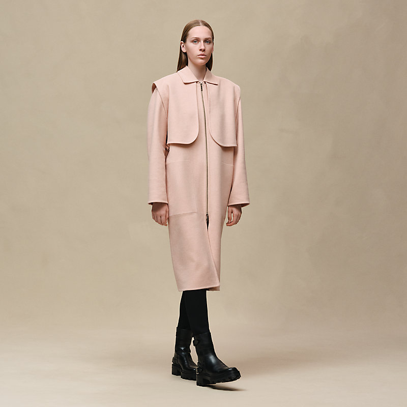 Long storm flap coat