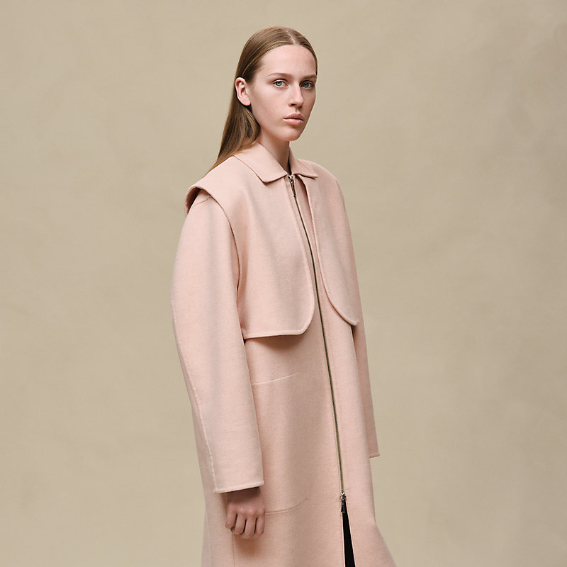 Long storm flap coat