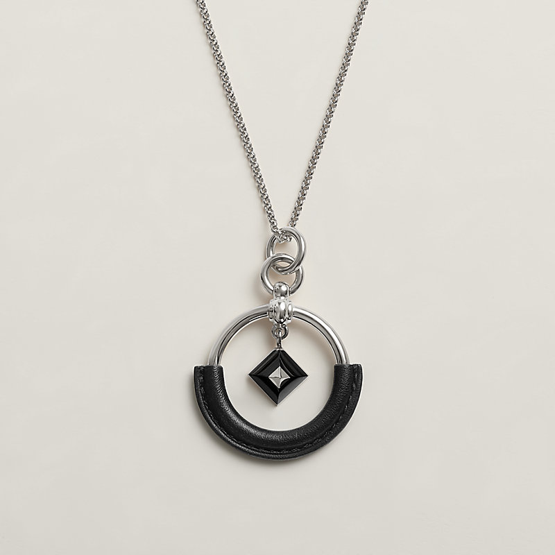 Hermes Swift Leather/Palladium Pendant Necklace