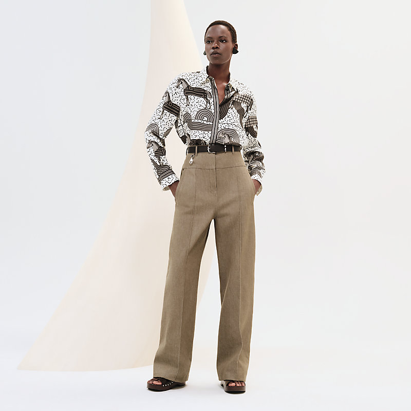 パンツ NUDE Eco leather pants loose-fit-pants-with-leather-