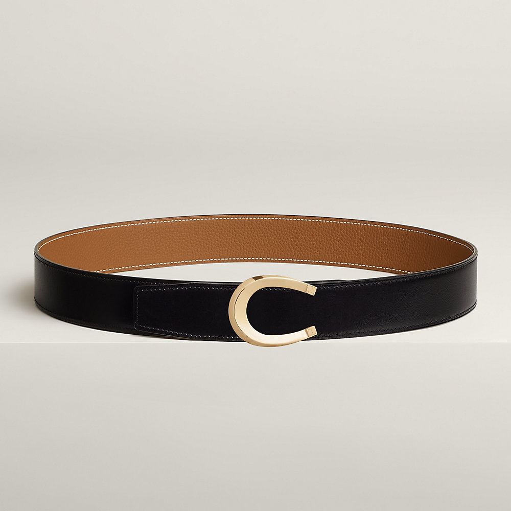 LUCK BELT BUCKLE & REVERSIBLE GINGER ORANGE AND BLACK LEATHER STRAP 38MM SILVER HARDWARE