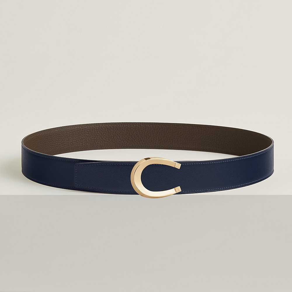 HM TRAVERSE BELT BUCKLE & REVERSIBLE CHOCOLATE BROWN AND BLACK LEATHER STRAP 38 MM GOLD HARDWARE main image 1