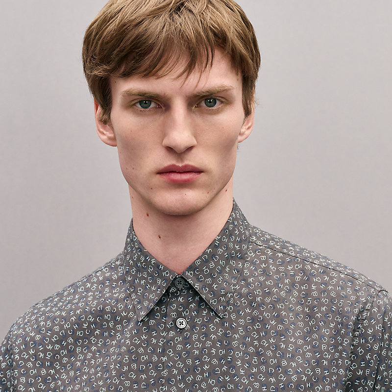"Lucky Charms" straight cut shirt with Louis collar