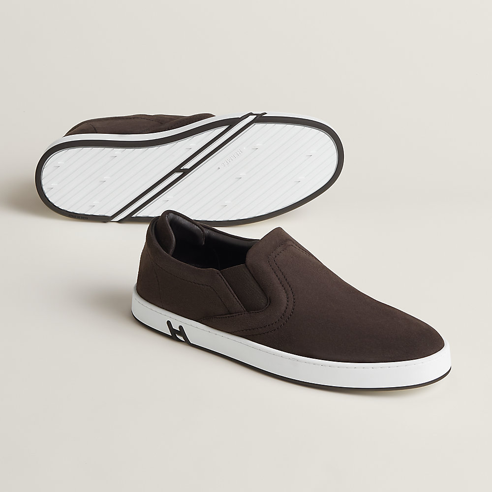 Lucky slip-on sneaker - Brown | Hermès Saudi Arabia