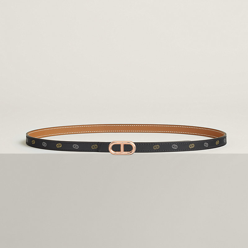 激狭13mm【HERMES】リバーシブルベルト マイヨンH ゴールド Maillon H belt buckle & Hermès sur Mer reversible leather