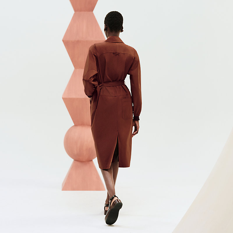 Manteau asymétrique mix cuir